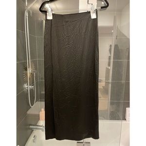 COS black satin midi skirt with thigh slit